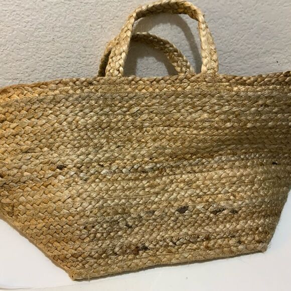 COPY - Allen Roth Natural Jute Woven Shopping Tote Basket Beige Brown, Carry Ha… - Picture 9 of 13